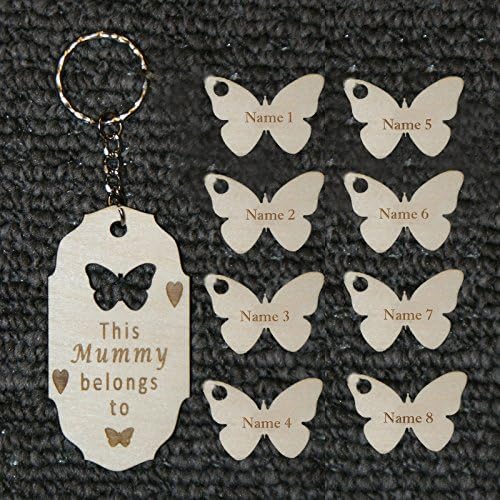 PERSONALISED MUMMY/NANNY. GRANDMA BUTTERFLY KEEPSAKE KEYRING WITH SINGLE BUTTERFLY (ADDITIONAL BUTTERFLIES CAN BE ADDED AS REQUIRED) (butterfly key chain with 8 charms)