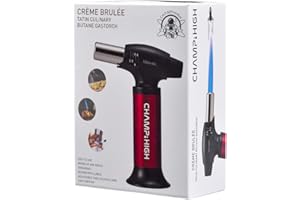 CHAMP HIGH - Linterna de cocina profesional - Quemador de cocina 15,5 cm - Llama regulable - Crème Brûlée, Pastelería, Postres, Camping - - Rojo