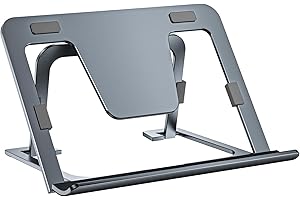 SHUOSUO Soporte Tablet Ajustable y Plegable, Soporte Delgado Portátil de Aluminio para Mesa, Compatible con iPad Pro/Air/Mini, Samsung Tab, Surface Pro, Kindle Fire (7-13") (Gris)