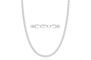 Esrael 925 Solid Sterling Silver 3mm 5mm Cuban Chain Necklace for Men, Sturdy Non-Fading Mens Silver Chain Jewellery Gifts for Men 16/18/20/22/24 Inch