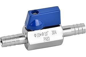 Ziyonix ValVoLa a Sfera in Acciaio Inox 304 Mini Valvola di Intercettazione Barb Mini Interruttore di Spegnimento Mini Valvola a Sfera Valvola a Sfera Barb per Acqua, Gas, Olio, Carburante (10 mm)