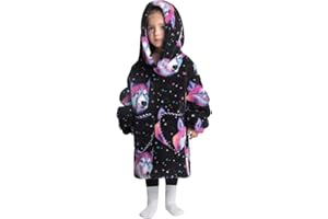 NUANHOM Wearable Blanket Hoodie for Kids Toddlers Super Warm Cozy Oversized Hooded Blanket Sweatshirt with Pocket for Little Girls Boys