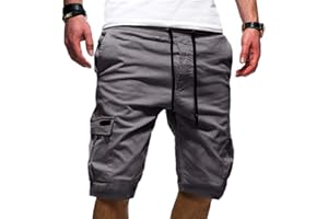 MJGkhiy Pantaloncini Uomo Cargo Estivi Pantaloncini da Lavoro con Tasche Laterali Coulisse Vita Elasticizzato Pantaloni Corti Cargo Shorts Pantaloncini Sportivi Leggero Bermuda Cargo Taglie Comode