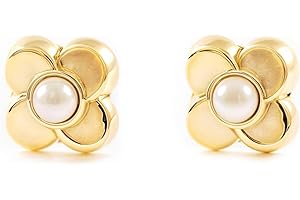 MONDE PETIT Pendientes Bebe o Niña Trebol con perla 2 mm - Estuche Regalo - Certificado de Garantía - Mondepetit