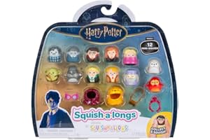Squish-a-longs SQAL0108 - Harry Potter 12er Pack, Welle 1, Stil 1, enthält 12x 2,5 cm Mini-Squish mit 4X Accessoires, 1x Ring und 1x Collectors Guide - Sammeln, Tauschen und Spielen