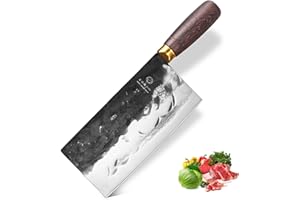 SHI BA ZI ZUO Coltello da Chef forgiato Fatto a Mano Coltello da Cucina Cinese da 7,5 Pollici per Verdure in Acciaio ad Alto tenore di Carbonio con Manico in Palissandro con Codolo Completo
