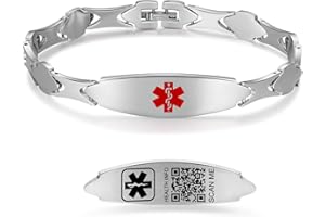 Theluckytag Medical Alert Necklace for Men Women- 19'' Medical Necklace Engraved QR Code Medical ID Necklace - More Space Custom Online Emergency Medical Info