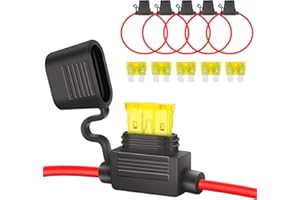 JatilEr Uchwyt bezpiecznika 12 V 5 szt., wodoodporny uchwyt bezpiecznika 14AWG, bezpiecznik liniowy miedziany z bezpiecznikiem 20 A do samochodu, ciężarówki, motocykla, łodzi