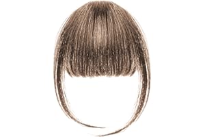 ALLY-MAGIC Clip in Fringe and Bangs for Women Hair Extensions With Temples Hairpieces, Fashion Wispy Air Bangs for Daily Wear Y7LHJFP (Light Brown)