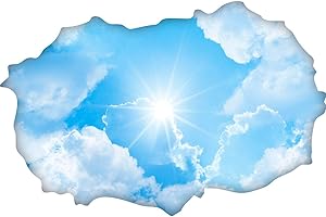 AMBIANCE STICKER Stickers adhésifs Effet 3D | Sticker Autocollant Ciel et Soleil- Décoration Murale Trompe L'œil Chambre et Salon - 60 x 90 cm