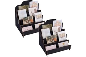 UNICRAFTALE 2 Stück 4 Stöckiger Grußkartenständer Aus Holz Schwarz Tragbarer Weihnachtsgrußkarten Organizer Aufkleber Und Postkartenhalter Für Verkäufer Einzelhandelstheke Tischdisplay