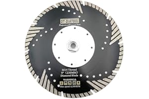DT-DIATOOL Diamond Turbo Disc with Slant Protection Teeth 9 Inch / 230mm Cutting Disc with M14 Thread for Concrete Tile Granite Marble Masonry