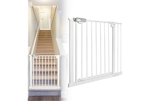 JOIEYOU Treppenschutzgitter ohne Bohren, 85-95 cm Türschutzgitter Treppengitter für Kinder und Haustiere, Einhändiges Öffnen, Weiß