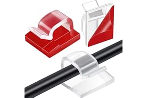 PZJFH 50PCS Cable Clips Self Adhesive, Cable Management Clips, Clear Cable Tidy Clips, Wire Clips Cable Organisers Cord Holders for Car Desk Wall Home Office