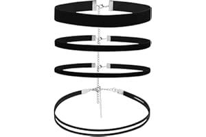 Eophmi Black Choker Necklace for Women,4 Pcs Choker Necklaces for Women,Adjustable Gothic Classic Collar Choker Necklace, Classic Velvet Chokers Suitable for Woman and Girls of All Ages