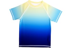 BELIKEFISH Boys Rash Vest Short Sleeve UPF 50+ UV Swim Shirt for 3-11 Years – Quick Dry Sun Protection Top