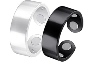 Jecanori 2PCS Magnetic Rings for Women Men,Adjustable 99% Copper Ring with 4pcs magnets with Gift Box