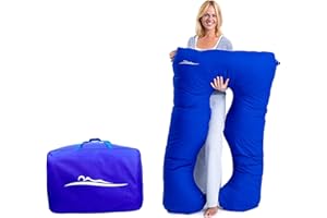 ‎MAKOSAS MAKOSAS KomfortKissen ORIGINAL Premium Ergonomisches Kühlend Kuschelkissen | Körperkissen | Seitenschläferkissen für Erwachsene - Für besseren Schlaf 100 x 150 cm (Blau - Baumwolle)