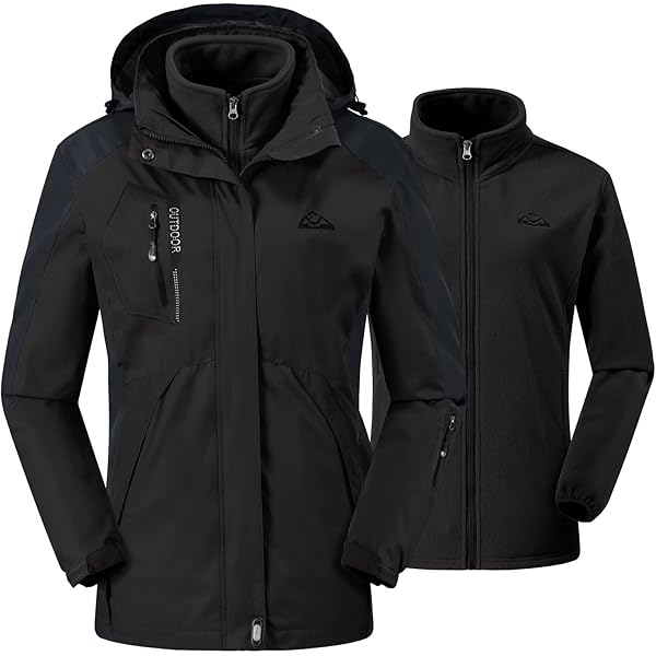 donhobo Ski-jack voor heren, warm gevoerd, fleecejack, winterjas, verdikt, windjack, mannen, wandeljas, softshelljas, outdoor, functionele jas met afneembare capuchon, marineblauw, M