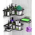 S2C Wall Mounted Bathroom Shelf Heavy Duty, Rustproof Shower Caddy with Soap Holder, Stainless Steel Bathroom Organizer,Bathroom Accessories Corner Shelf, Kitchen Organizer (PACK OF 3)