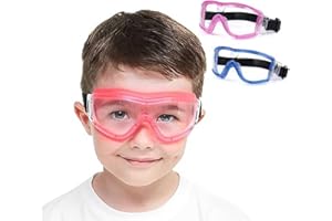 MOVNUOCA Children's Safety Glasses for Nerf Games, Shockproof Lenses, Anti-Fog, Adjustable Strap, Fit for 5-12 Years (White x 2P)