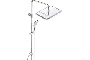 JOHO 304 Colonna Doccia senza Miscelatore in Acciaio Inox 304 Cromato Set Doccia a Pioggia con Soffione e Doccetta a Mano (35×25cm)