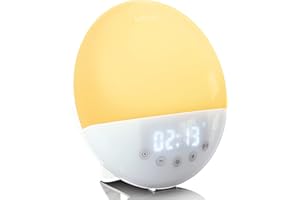 Lenco CRW-110 Wake-Up-Light - sveglia luminosa - funzione alba - 7 colori 30 intensità di luce - controllo con app Smartlife - Amazon Alexa - due sveglie, bianco