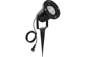 SanGlory Luci per Sentieri con Picchetto, 7W Faretto da Giardino GU10 Proiettore LED Spot, Faretti LED da Giardino Impermeabile IP65, 800LM, 3000K Bianco Caldo per Prato, Terrazzo, Cortile