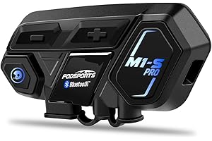 Fodsports Motorrad Bluetooth Headset, M1-S Pro Motorrad Helm Intercom Bluetooth Headset Kommunikationssystem für 8 Motorräder, Intercom-Entfernung bis zu 2000 Meter 900mAh Akku(Einzelpack)