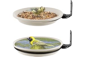 Bseical Comedero Pájaros,2 PCS Comedero Y Bebedero Para Pájaros Exterior 2 En 1,Bebedero Pajaros Silvestres,Comedero Decorativo Para Pájaros Jardín,Montado En La Pared Alimentadors,Baño De Pájaros