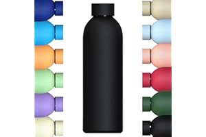 MI KO MI KA Botella de Agua de Acero Inoxidable Reutilizable | Hermética y Térmica | Sin BPA | Isotérmica, Mantiene Frio 24H y Calor 12H. Doble Pared al Vacío a Prueba de Fugas (750ml, Negro)