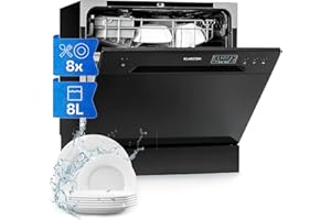 Klarstein Mini Lavavajillas de Sobremesa Portatil y Compacto, Lavavajillas Pequeño Silencioso 6 Programas, para 8 Cubiertos, Sin Instalación Difícil para Casa