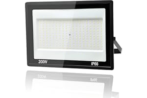 Tkdaksy Faro LED Esterno 200W, 1M Cavo Bianco Freddo 6500K, IP66 Impermeabile Farettdao LED Esterno, 20000LM Faretti led esterno, per Giardini, Terrazze, Cortili, Piazza, Parchi, Garage, Fabbriche