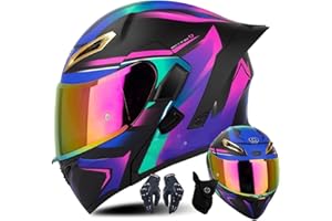 CNNGU Modularer Motorradhelm Mit Handschuhen Und Gesichtsschutz, Flip Up Helm Erwachsener Motorradhelm Mit Doppelvisier, ECE-geprüfter Helm Für Männer Und Frauen