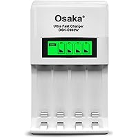 Osaka Ultra Fast Charger OSK-C903W LCD Charger for AA and AAA Ni-mh Rechargeable Batteries (White)
