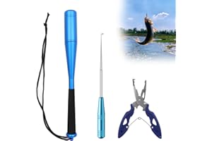 DHINCHANSAIB 3 Sets Fishing Fischtöter 24.5cm Aluminium Fisch Totschläger Fischbetäuber Mit Angelzange Fishing Hakenlöser Fisch Betäuber Angelzubehör Für Anfänger Outdoor Karpfen Forellenangeln