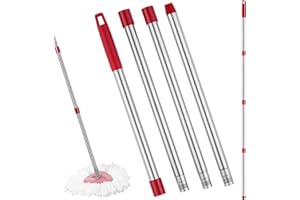 XIANGBIN Spin Mop Replacement Handle - Mop Stick Compatible with Vileda Spin Mop, 4-Section 30" to 58" Mop Handle Replacement Stick, EasyWring Mop Handle for Floor Cleaning
