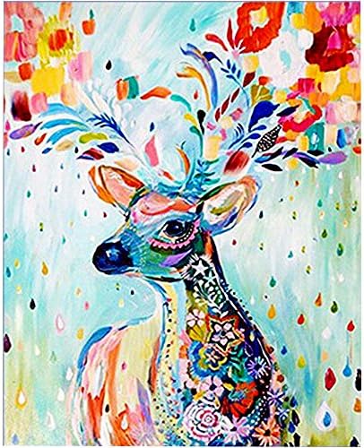 PET SPPTIES 5D DIY Diamond Painting By Number Kits Full Drill Animal Rhinestone Diamond Embroidery Paintings (Elk,40x50cm)