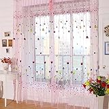 ROPALIA Balloon Tulle Voile Door Window Room Curtain Sheer Panel Scarf Valance Pink
