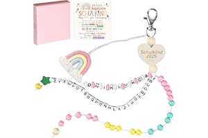 LUKIUP Collana per bambini di scuola 1° classe con confezione regalo, sacchetti per la scuola, 2025, regalo per l'inizio della scuola, per nipote/fidanzata/compagno di scuola, biglietto di auguri
