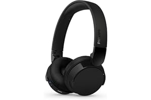 Philips TAH4209BK Cuffie On-Ear wireless bluetooth leggere con isolamento acustico passivo - 55 ore di riproduzione, suono naturale, chiamate chiare, bassi dinamici, 2 ore di carica USB-C - Nero