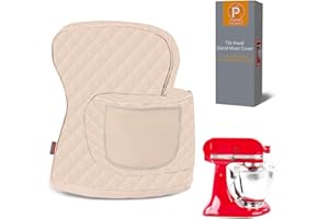 PQPO Funda para Batidora de Pie Compatible con Batidora de Cabezal Inclinable Kitchen Aid con Bolsa de Almacenamiento (Blanca)