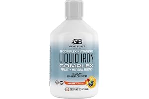Gene Blast Liquid Iron Complex w/Added B-Complex, Vitamin C, Organic Fruit, and Health Blend - Enhance Energy, Focus & Immune Health - Fruity Flavour-Vegan-500ml