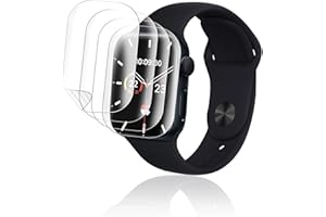 ICESPRING Tempered Glass Screen Protector for Apple Watch Series 7/8/9 45 mm Pack of 4 Soft TPU Scratch-Resistant Tempered Glass Screen Protector Fingerprint ID Protective Glass for Apple Watch 9 45
