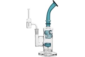 RORA Szklana fajka wodna Honeycomb Bong Perc Wax Dab Rig Bubbler z kwarcowym banger Cap Bowl do bongów (Bong with Quartz Banger and Bowl)