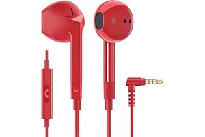 Ludos FEROX Auriculares In Ear con Cable y Microfono, 5 Años de Garantía, Auricular con Jack, Cascos Musica con Graves Potentes, para iPhone, iPad, Samsung, Xiaomi, Gaming, Móvil, MP3 - Rojo