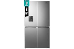 Hisense RQ758N4SWSE Frigorifero Quattro Porte Americano, Grande capacità 606 litri, Finitura Inox, Total No Frost, Classe E, Motore Inverter, Metal Cooling, Convert Zone, WiFi