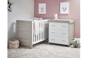 Obaby Nika Mini 2 Piece Room Set - Grey Wash & White, Textured Oak