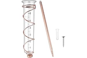 SOPHISTICATE Pluviomètre Extérieur Jardin,Pluviomètres en Verre Avec Piquet en Métal,Pluviomètre en Verre 17 échelles Transparentes Pluviomètre de Jardin Station Météo Verre Doseur pour Jardin Extérieur Patio
