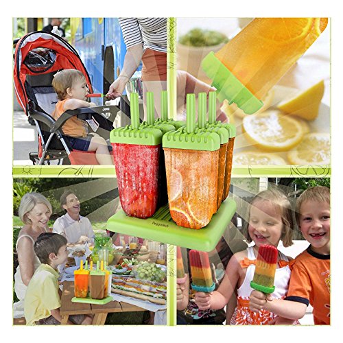 deggod 6 PCS Ice Lolly Makers Cream Set, DIY Frozen Ice Cream Formen für Kinder und Erwachsene mit Loading Trichter & Schwamm Topfbürste - 8